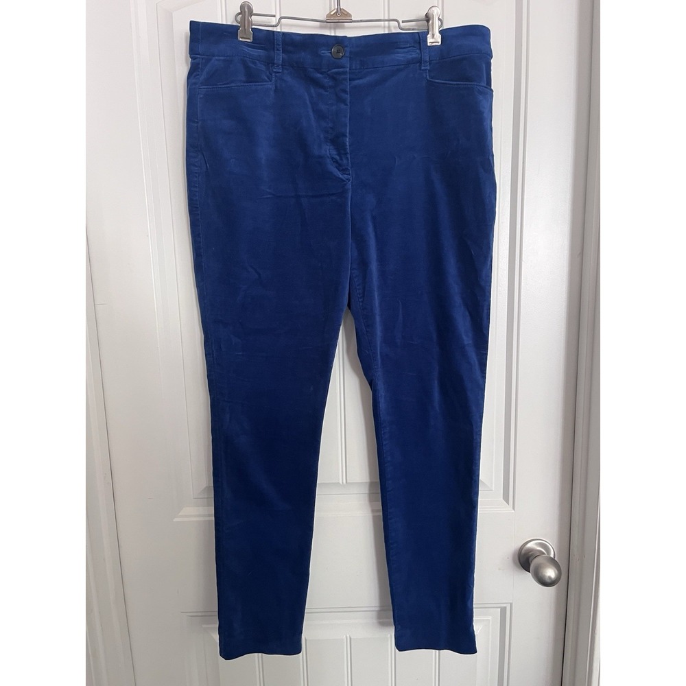 Ann Taylor The Sutton Skinny Women's 12 Velour Pants Velvet 34X28 Blue 499